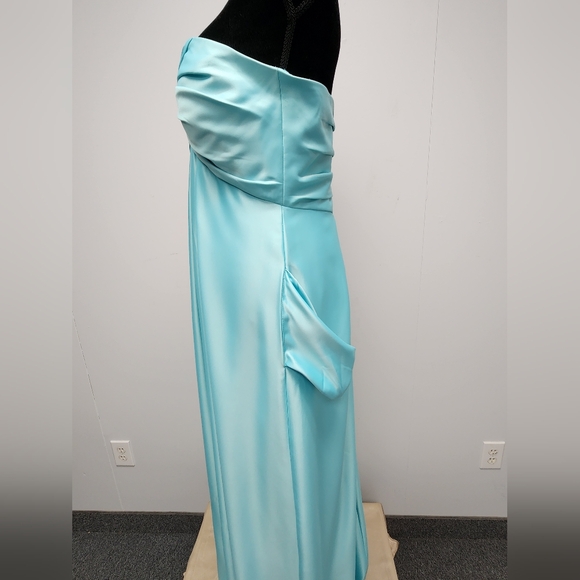 Bill Levkoff Satin Gown in Color Glacier - Picture 3 of 8